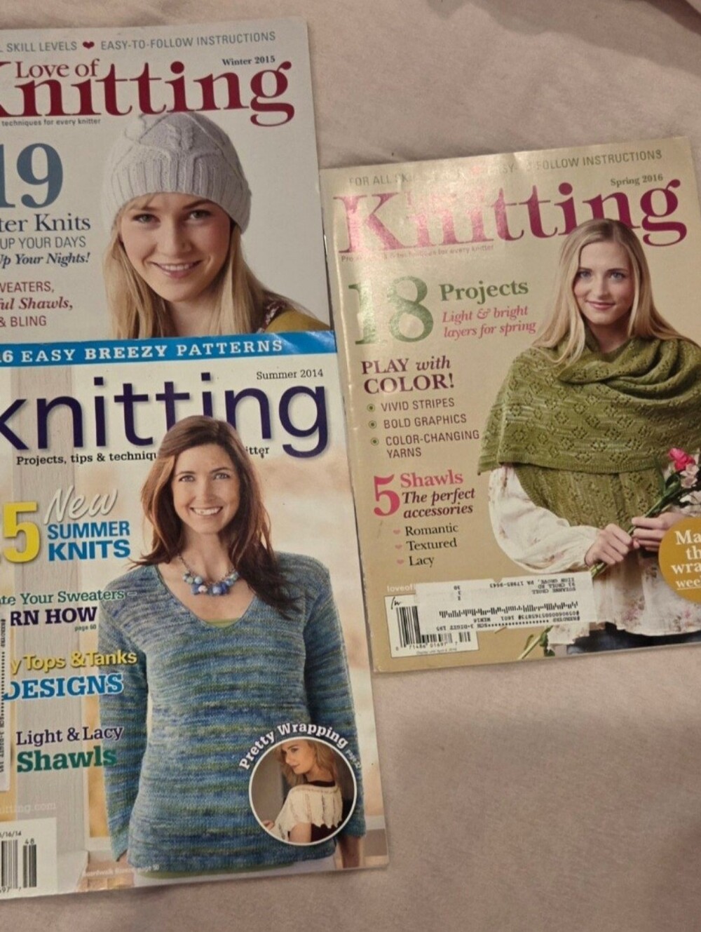 YARN FIBER ARTS KNITTING MAGAZINES 3 FULL OF GREAT PATTERNS
